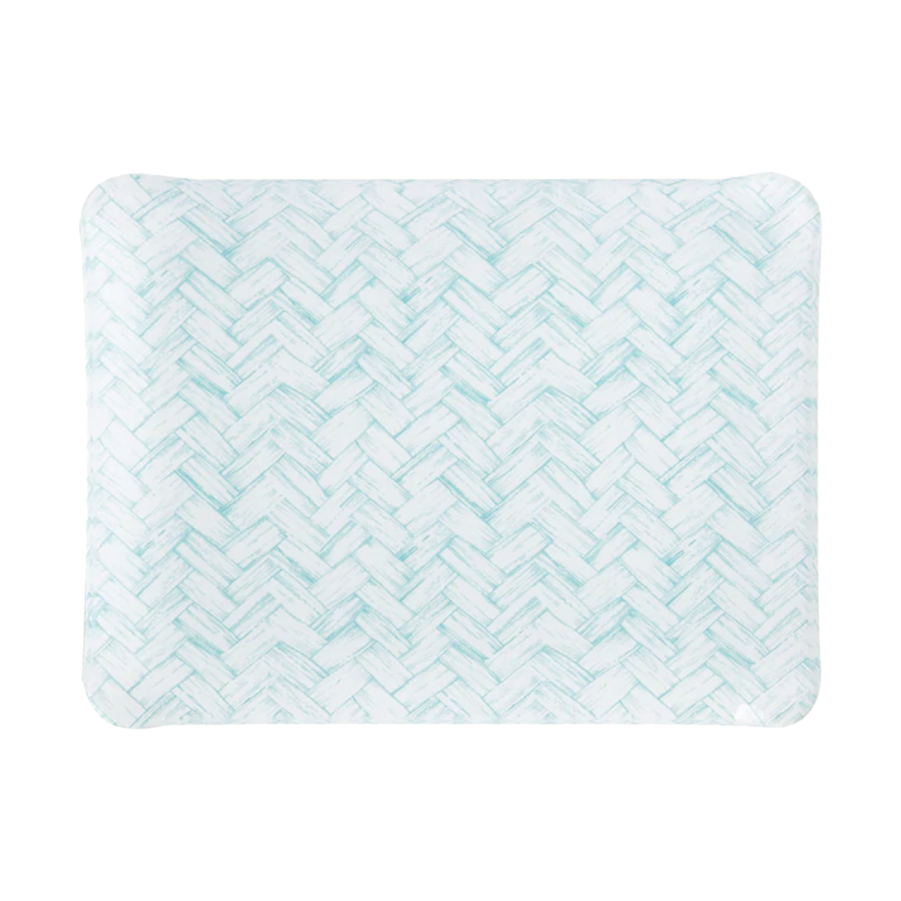 Oomph Nina Campbell Collection Nina Campbell Aqua Basketweave Tray - Medium 3 Oomph Nina Campbell Collection Nina Campbell Aqua Basketweave Tray - Medium